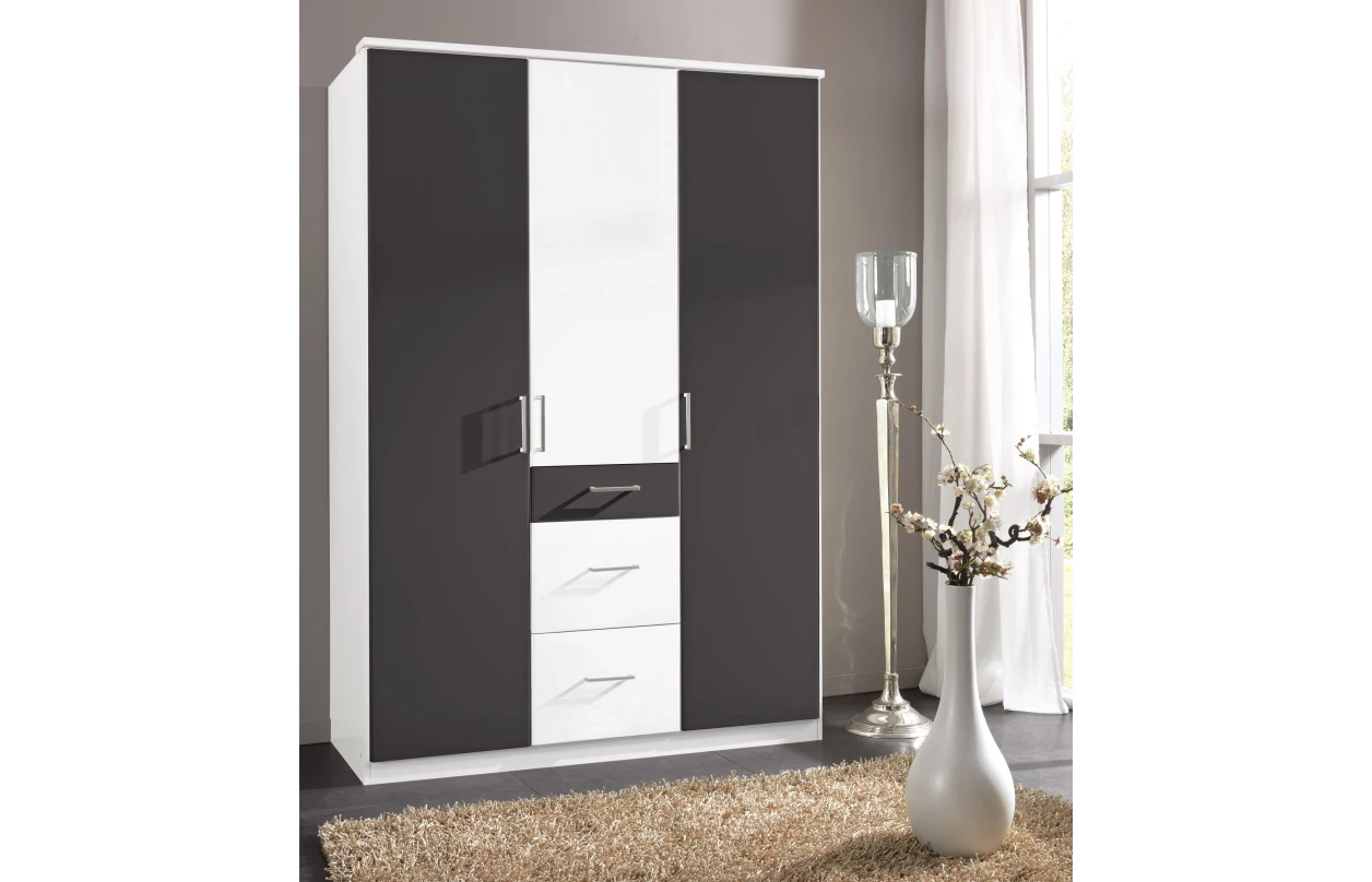 Šatníková skriňa so zrkadlom Click, 135 cm, biela/dub sonoma 2