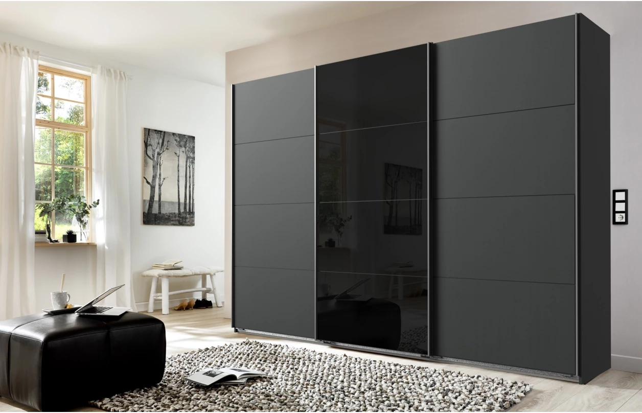 Skrinka s 5 zásuvkami Easy Plus, 49 cm, doskový dub / sivé sklo 14