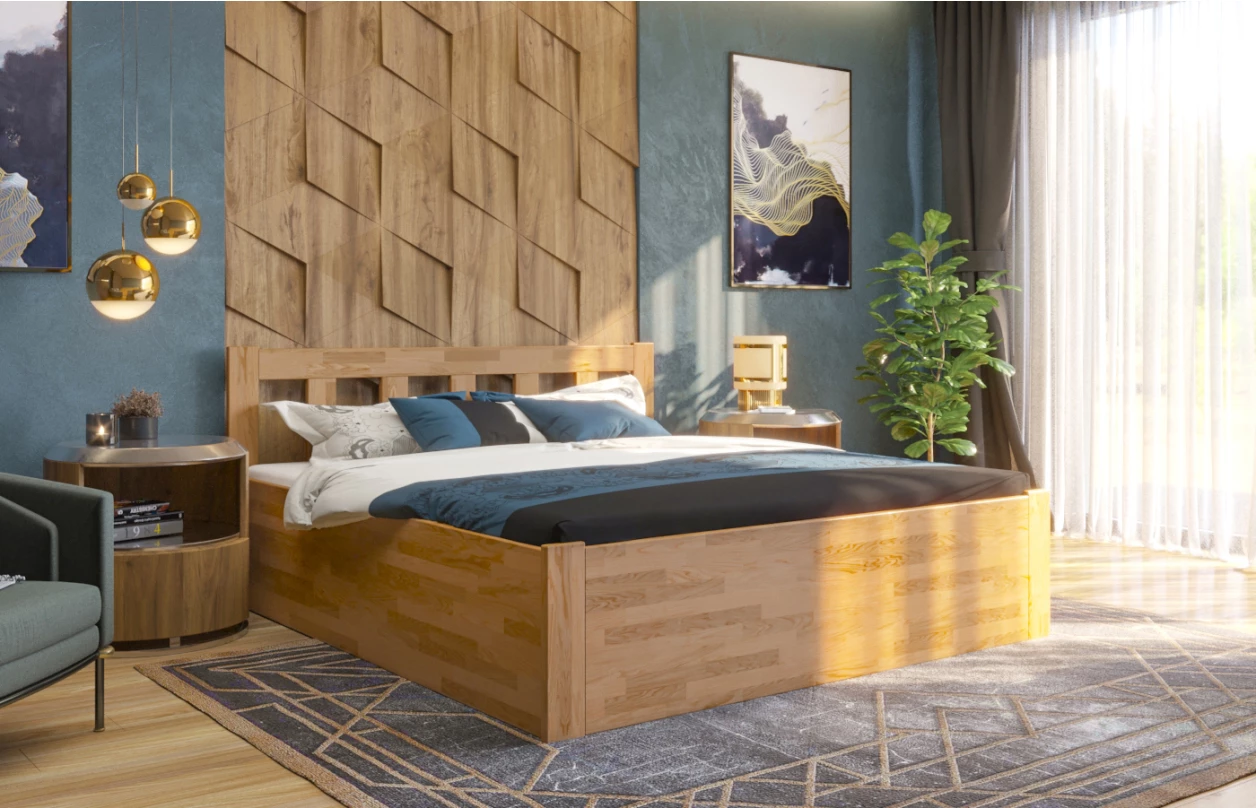 Posteľ s úložným priestorom Tema Box 180x200 cm, prírodný buk 5
