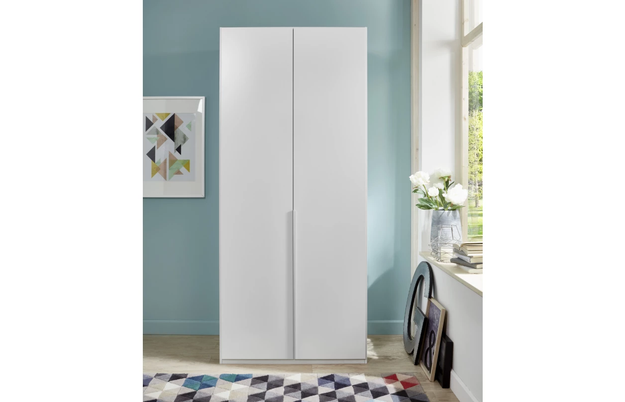 Šatníková skriňa New York D, 135 cm, biela / biely lesk 3