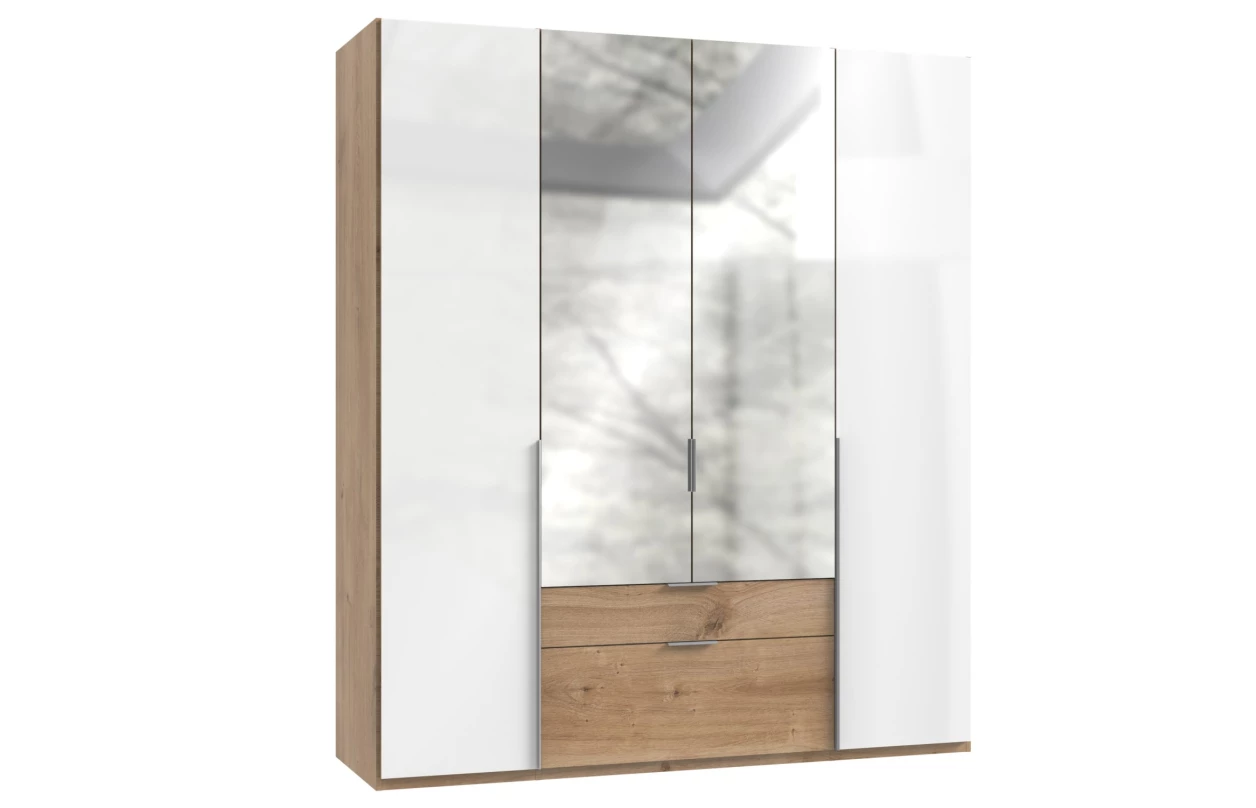 Šatníková skriňa New York D, 90 cm, biela / biely lesk 17