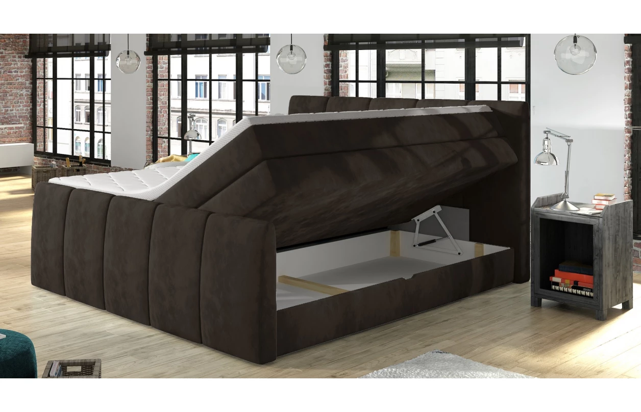 Posteľ boxspring Fresco 180x200 cm, tmavo šedá látka 9
