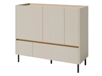 Komoda so zásuvkami Lucky, 120 cm, pieskovo béžová/olejovaný dub
