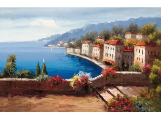 Obraz na plátne Malebné mestečko 116x76 cm, efekt ručnej maľby