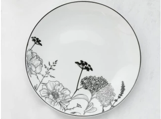 Plytký tanier Luna Black Flower, 27 cm