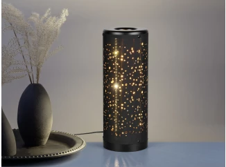 Stolná LED lampa Taco,trblietavý efekt, čierno-zlatá