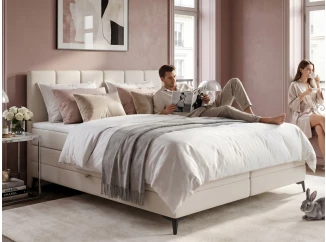Posteľ boxspring Bergamo 180x200 cm, svetlo krémová látka
