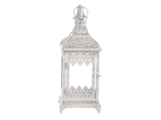 Kovový lampáš Cinti 39 cm, biela antik