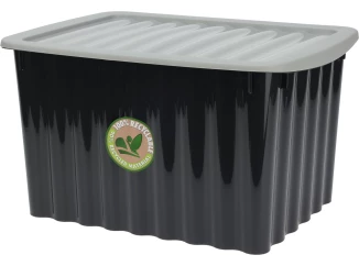 Úložný box s vekom 30x16 cm, čierny, recyklovatelný  plast