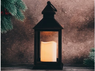 Lampáš s LED sviečkou 23 cm, čierna