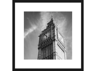 Rámovaný obraz Big Ben 40x40 cm, čiernobiely