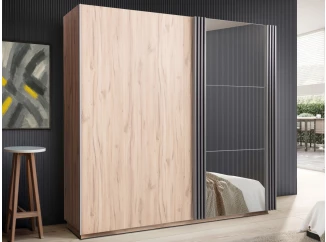 Šatníková skriňa s posuvnými dverami Ancona, 215 cm, dub estana/antracit