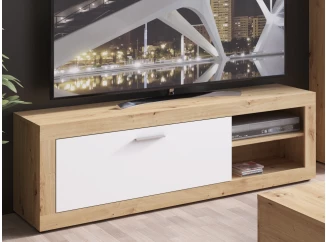 TV skrinka Brilon, 150 cm, dub artisan/biela