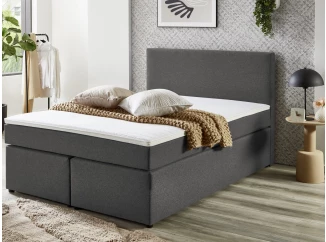 Postel boxspring Aston 140x200 cm, stredne šedá látka
