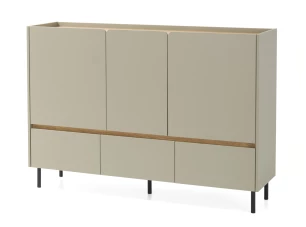 Komoda so zásuvkami Lucky, 150 cm, eukalyptovo zelená/baltský dub