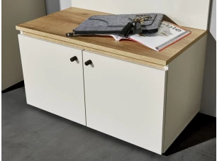 Predsieňová lavica s úložným priestorom Lime 70 cm, béžová kašmír/dub evoke