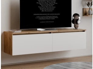 Závesná TV skrinka Asko Living, 135 cm, dub artisan/biela