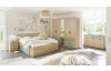 Posteľ s nočnými stolíkmi Savina 180x200 cm, dub artisan/šalviová, s osvetlením