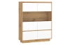 Široká vitrína Foggia, 114 cm, dub artisan/biela