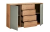 Komoda so zásuvkami Simada 150 cm, dub artisan/šalviovo zelená